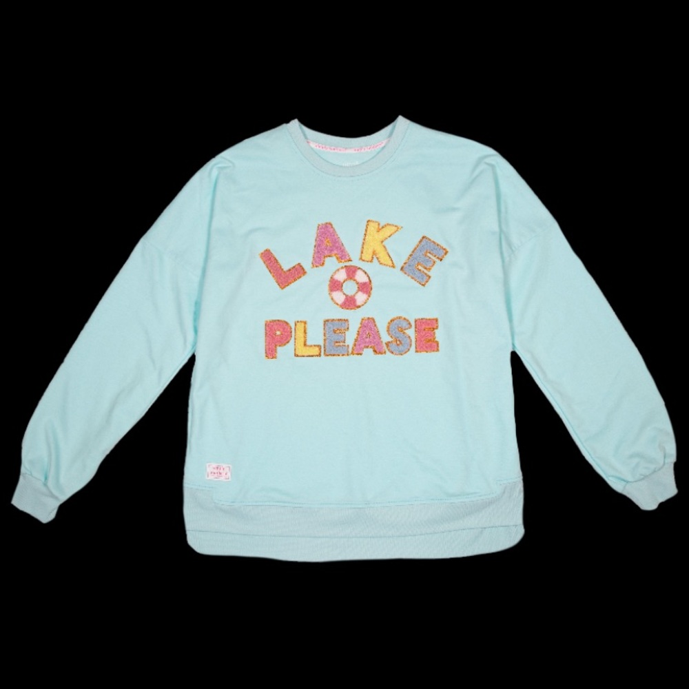 New SIMPLY SOUTHERN SPARKLE LAKE PLEASE LONG SLEEVE JERSEY CREW T-SHIRT